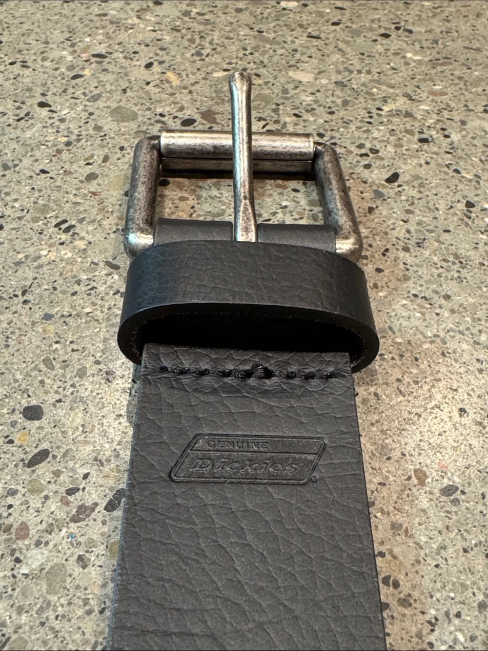 Dickies Black Leather Belt with Silver Buckle 34/85